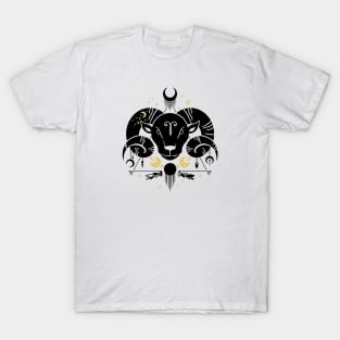 Black and Gold Zodiac Sign ARIES T-Shirt